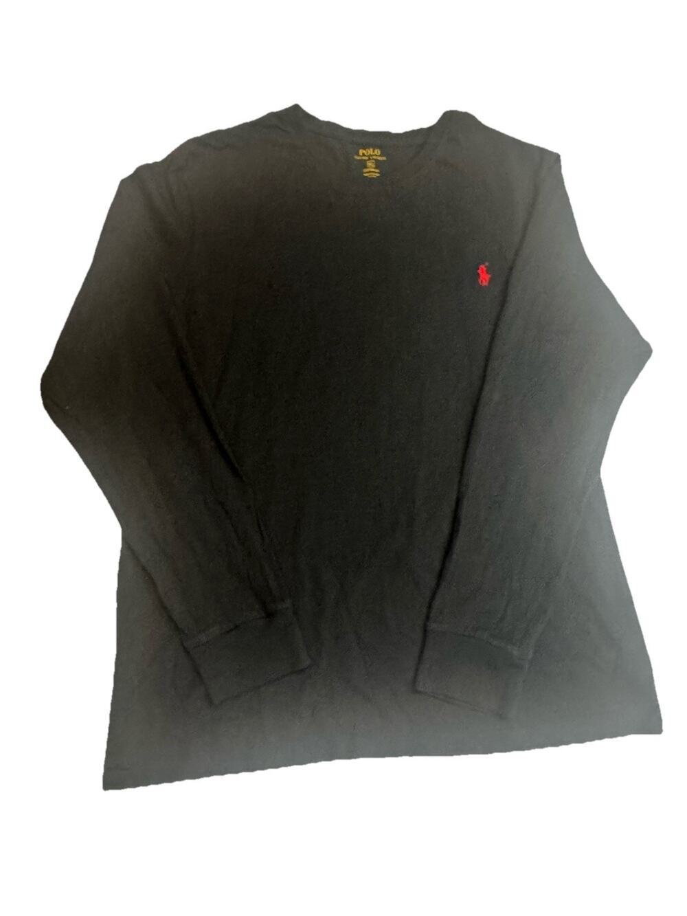 Polo Ralph Lauren Black Long Sleeve Tee Shirt Red Pony XL Custom Fit